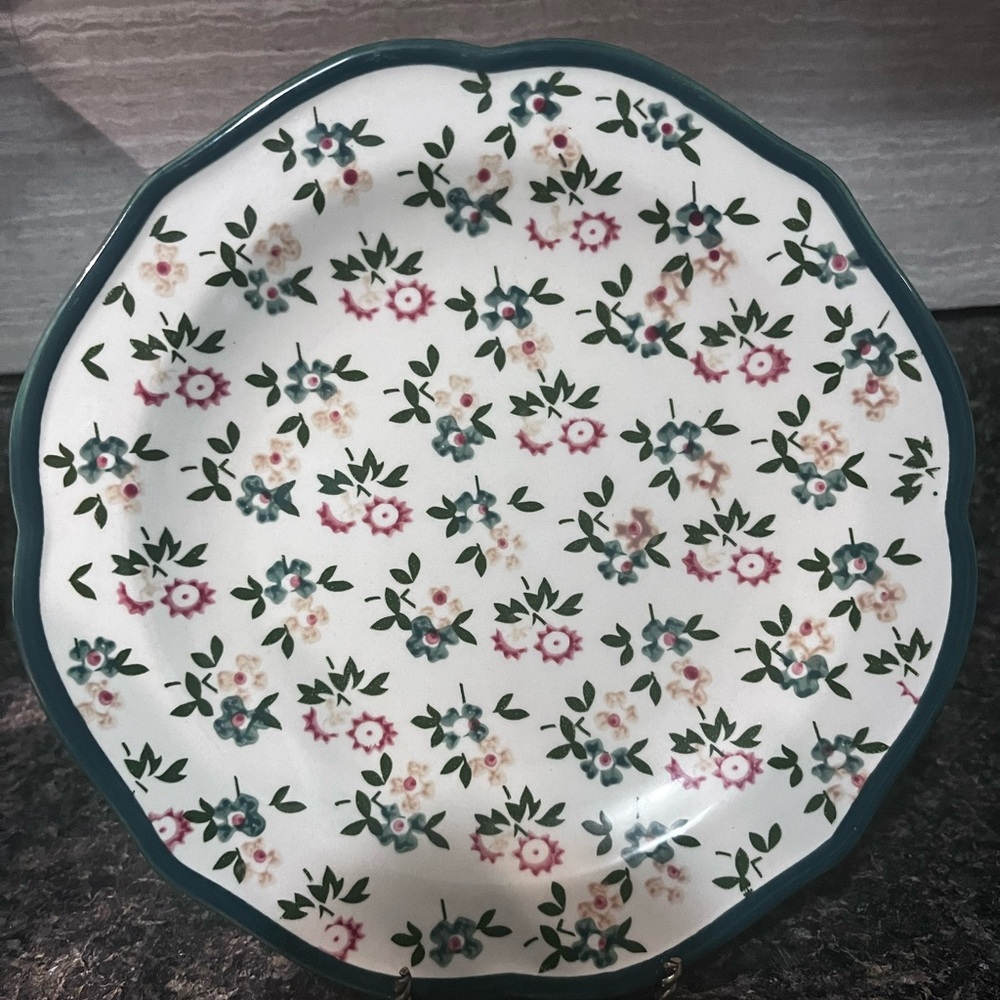 The Pioneer Woman Green and Pink Floral Dinner Plate